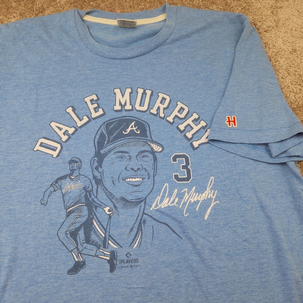 Homage Dale Murphy Atlanta Braves Heather Blue Tri-Blend T-Shirt Mens Large